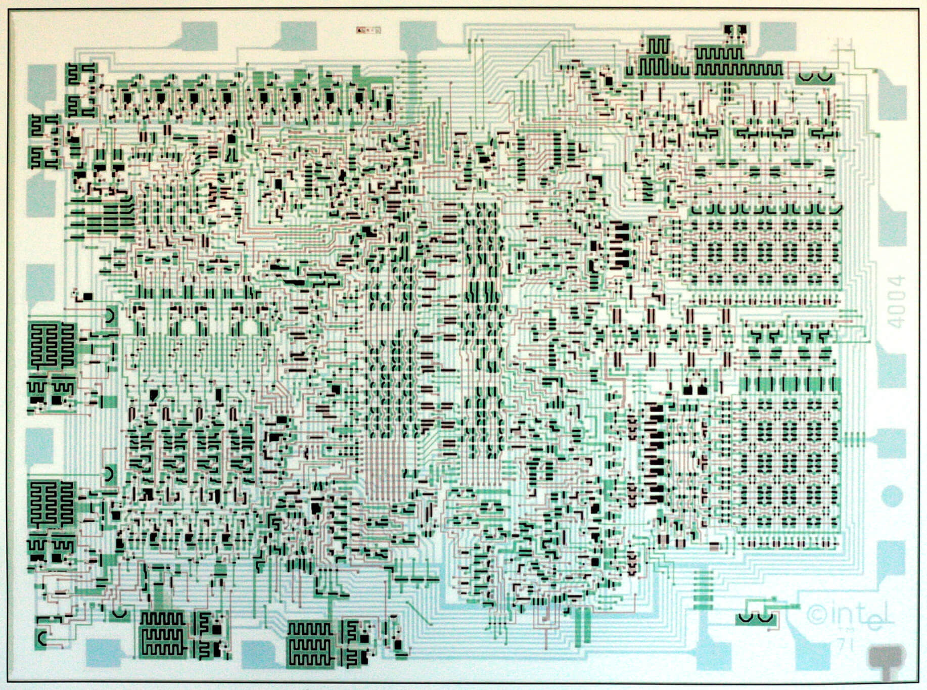 Chip layout from the development phase of the Intel 4004 (CC0) Chip layout from the development phase of the Intel 4004 (CC0)