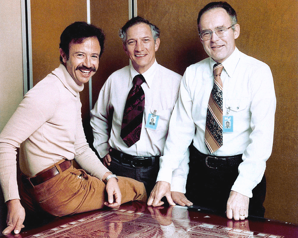 Intel's pioneers in 1978: Andy Grove, Robert Noyce and Gordon Moore Intel's pioneers in 1978: Andy Grove, Robert Noyce and Gordon Moore