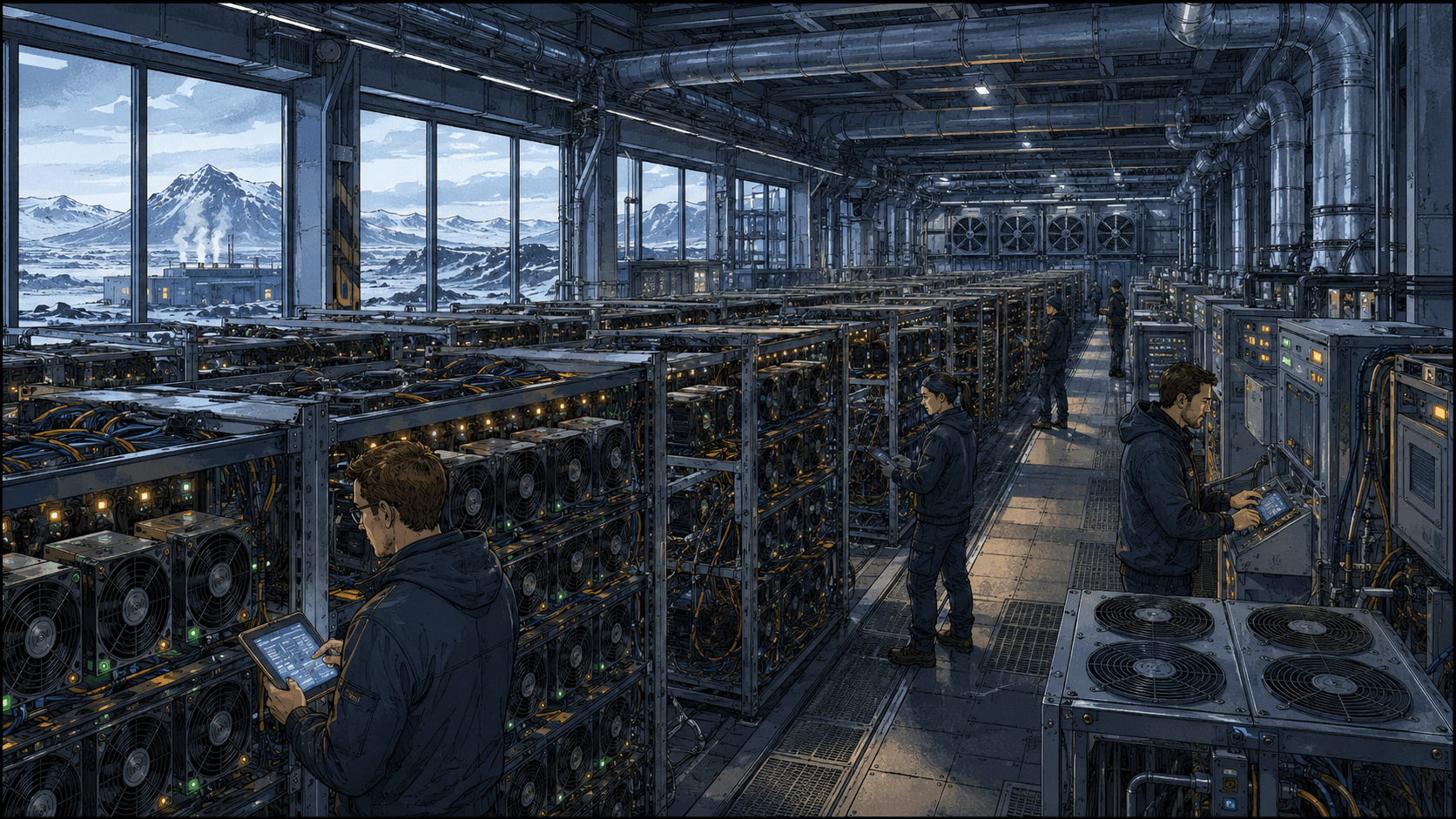 Salle de minage Bitcoin en Islande alimentée par l’énergie géothermique