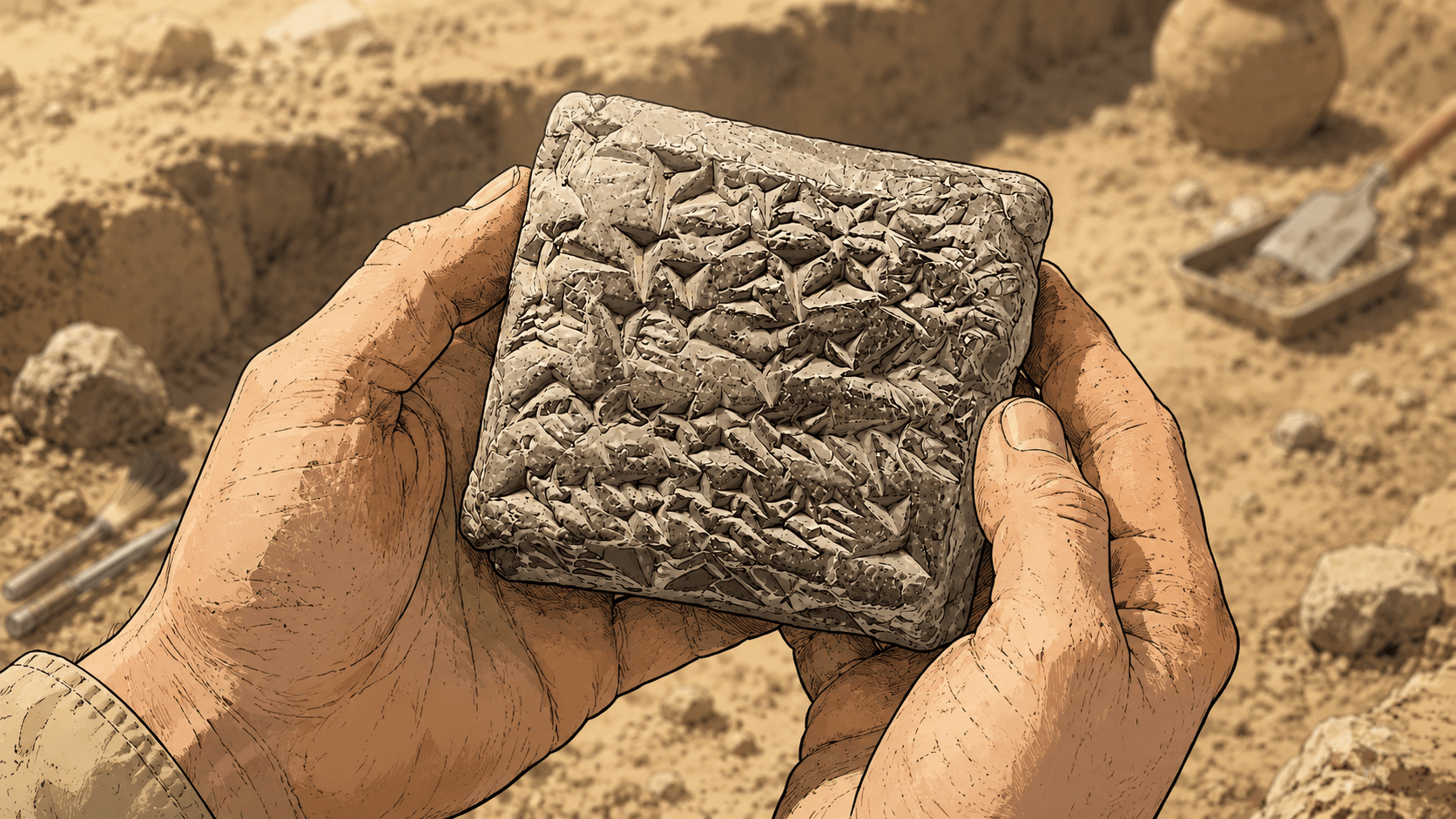 Une tablette cunéiforme mésopotamienne : l’une des plus anciennes traces matérielles de dette, d’échange et d’écriture économique. Vers -3000 avant notre ère, les échanges commerciaux explosent au Moyen-Orient.
